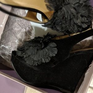 Black wedge heel sandal